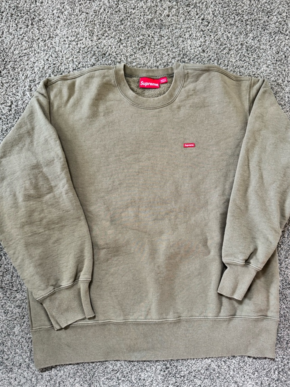 Supreme Olive Green Crewneck with Red Box Logo